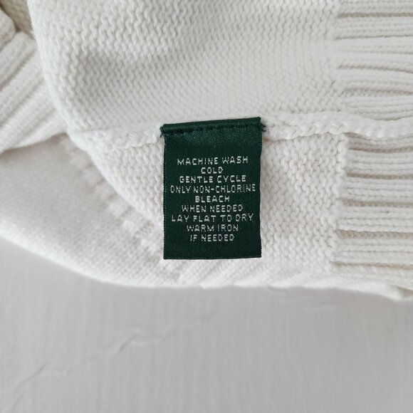 LAUREN Ralph Lauren White 1/4 Zip Long Sleeve Sweater w/ Crest in Women's Large - Picture 13 of 15